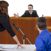 A courtroom hearing