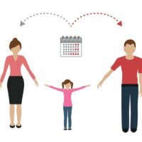 patchwork family time management concept child care divorced parents vector illustration EPS10