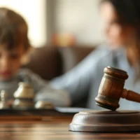 close-up-of-a-legal-judges-hammer-with-a-blurred-child-in-the-background close-up-of-a-legal-judges-hammer-with-a-blurred-child-in-the-background